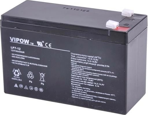 Bateri plumbi-acid VIPOW BAT0211, 12V, 7Ah, e zezë Bateri plumbi-acid VIPOW BAT0211, 12V, 7Ah, e zezë
