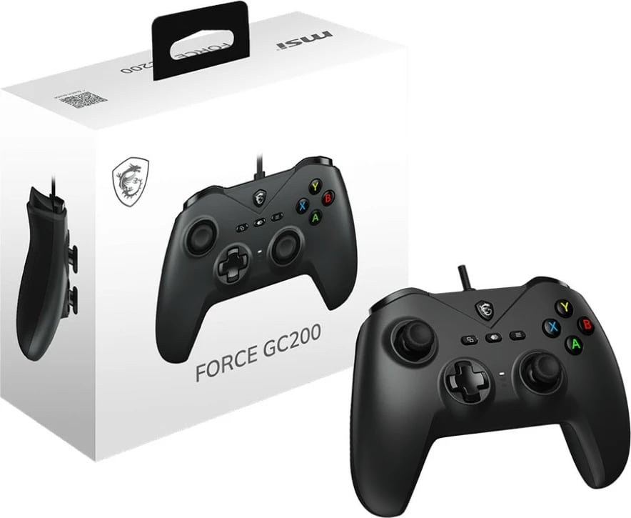 Gamepad MSI Force GC200 me kabllo USB 2 m, për PC/Android, me vibrim, i zi