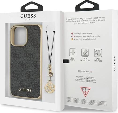 Mbështjellës Guess GUHCP13XGF4GGR për iPhone 13 Pro Max 6.7", 4G Charms, Gri
