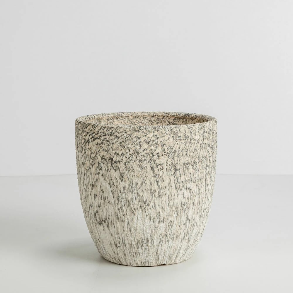 Set me 3 vazo KANCHE, qeramike, bezhë e zezë, 30x30x31cm