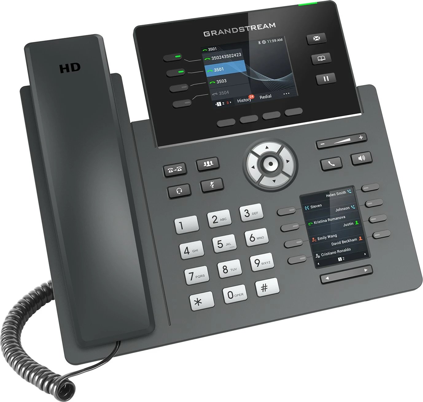 Telefon IP Grandstream GRP2614, 4 linja, 2000 kontakte, i zi