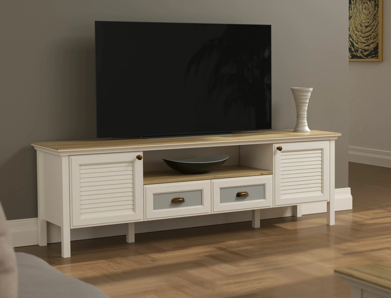 Komodë TV Skye Decor, krem, lis, gri, FRN-21011