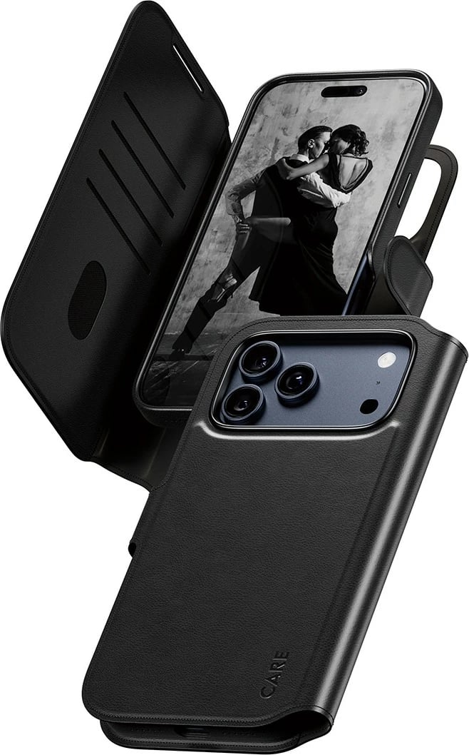 Mbështjellës PanzerGlass CARE Feature Case Tango 2in1 Wallet MagSafe për iPhone 17 Pro Max, i zi