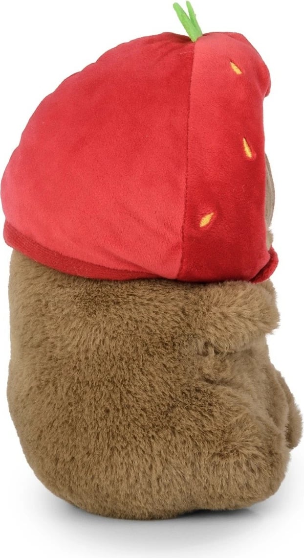 Lodër pelushi Daffi Capybara M-606 me kapelë luleshtrydhe, 20 cm, Kafe e Kuqe
