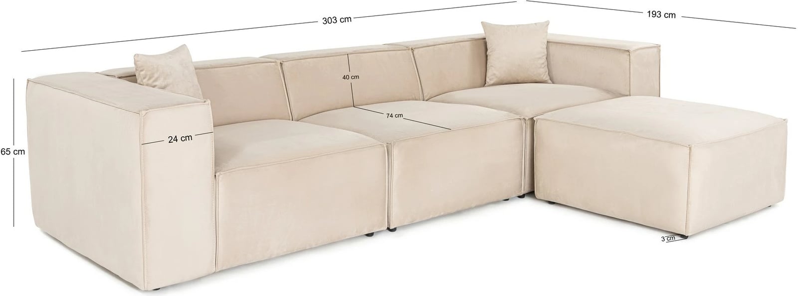 Këndare Lora, krem, Atelier del Sofa (L1-O1-1R-POUFFE)