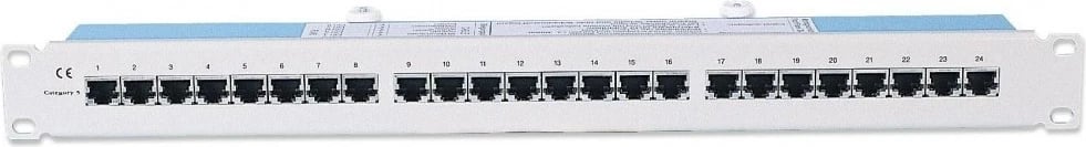 Patch panel Intellinet 503754, 1U, Cat5e STP, 24 porty RJ45, gri