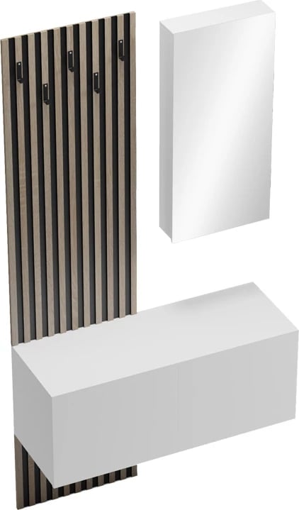 Mobilje korridori Arika me pasqyrë, ngjyrë e bardhë-sonoma, 100x37.1x199.5cm