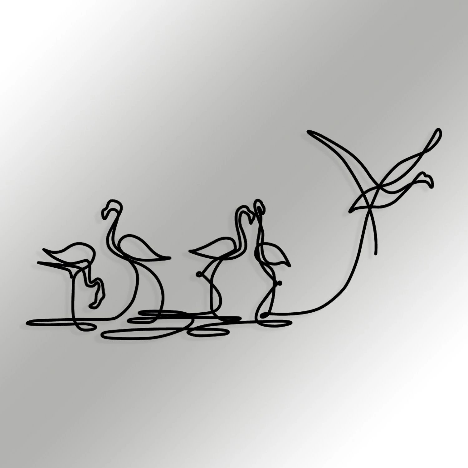 Aksesor dekorativ metalik për mur, flamingo, Wallity 316 M, ngjyrë e zezë, 115x58.5cm