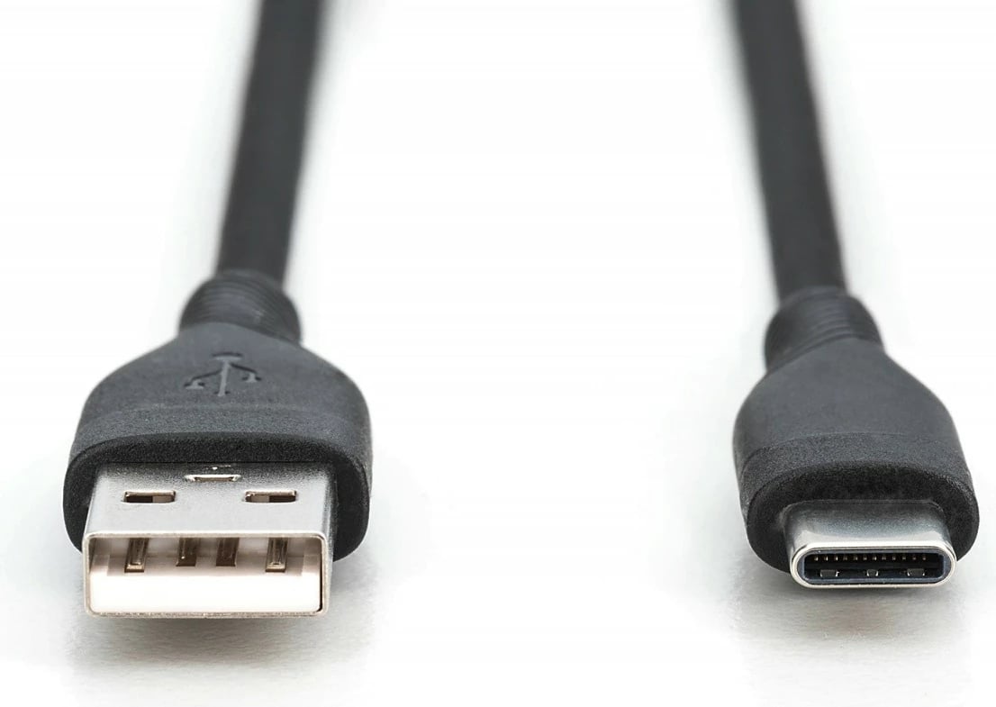 Kabllo silikoni Digitus AK-300340-005-S, USB-A në USB-C, 0.5m, 60W, E zezë