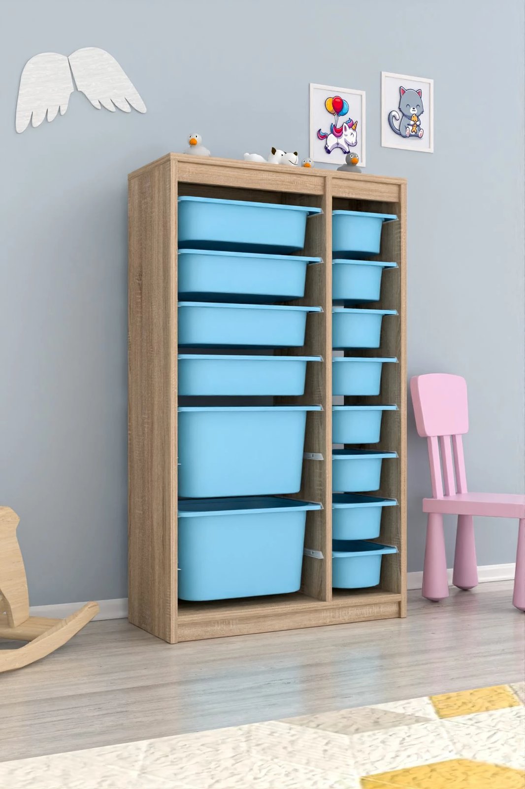 Dollap shumëpërdorimësh, ngjyrë sonomo dhe kaltër, Hanah Home Montana Xs 2D4N8U