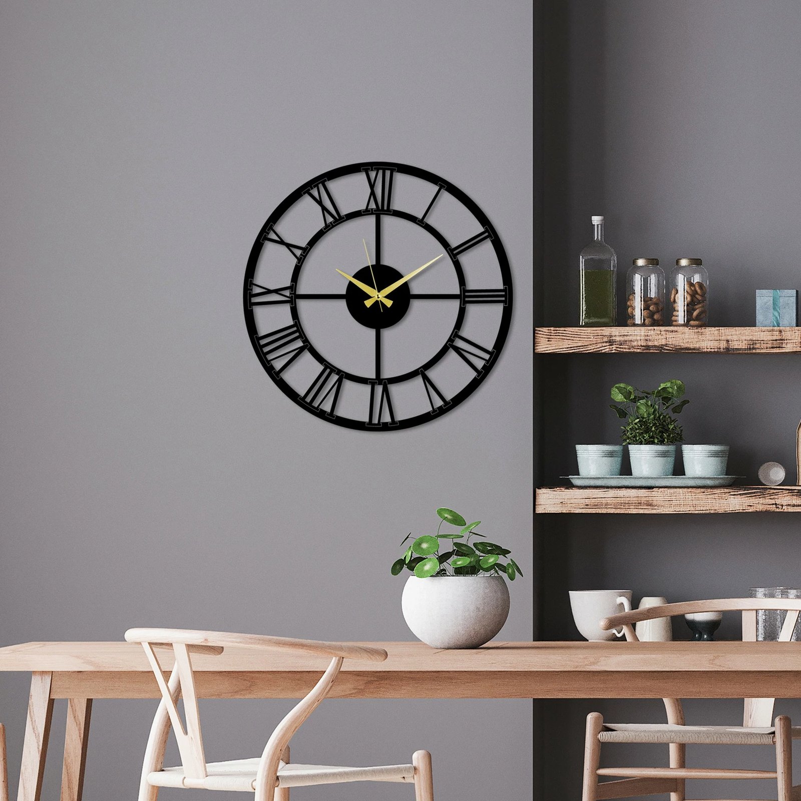 Orë muri dekorative metalike, Wallity, Pari, ngjyrë e zezë