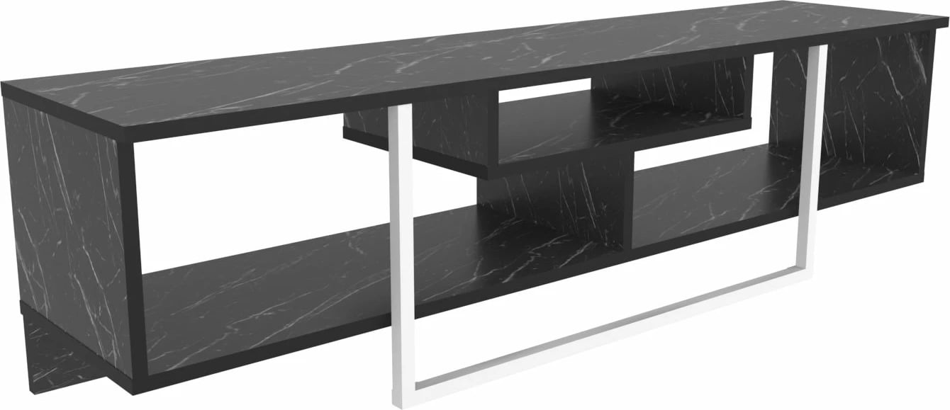 Komodë TV Skye Decor, Asal 150, e zezë dhe e bardhë