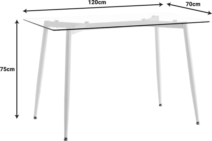 Set tavoline me karrige, xham i tejdukshëm, këmbë të zeza, Quana-Julita, 120x70x75cm, 5 copë