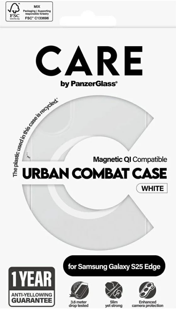 Mbështjellës PanzerGlass CARE Urban Combat për Samsung Galaxy S25 Edge, Transparent