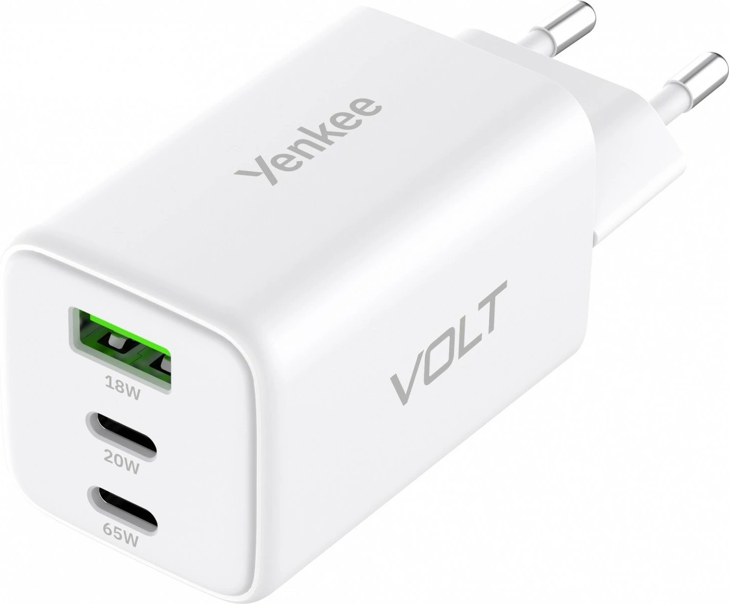 Karikues rrjeti YENKEE YAC G65 VOLT, 65W, 3xUSB, i bardhë