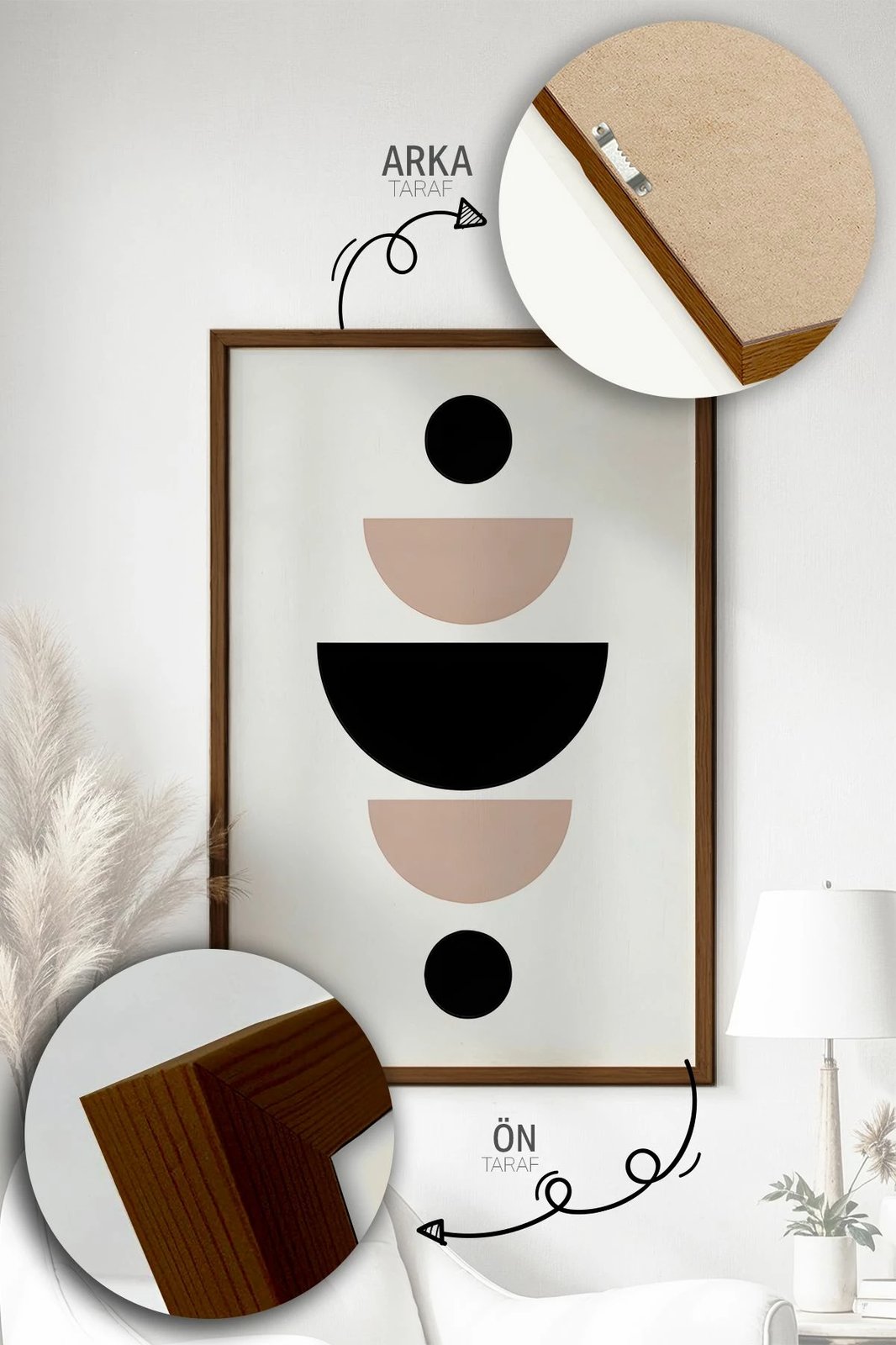 Set pikturash dekorative me kornizë, 3 copë, Wallity, Artvmodel12-Kahve