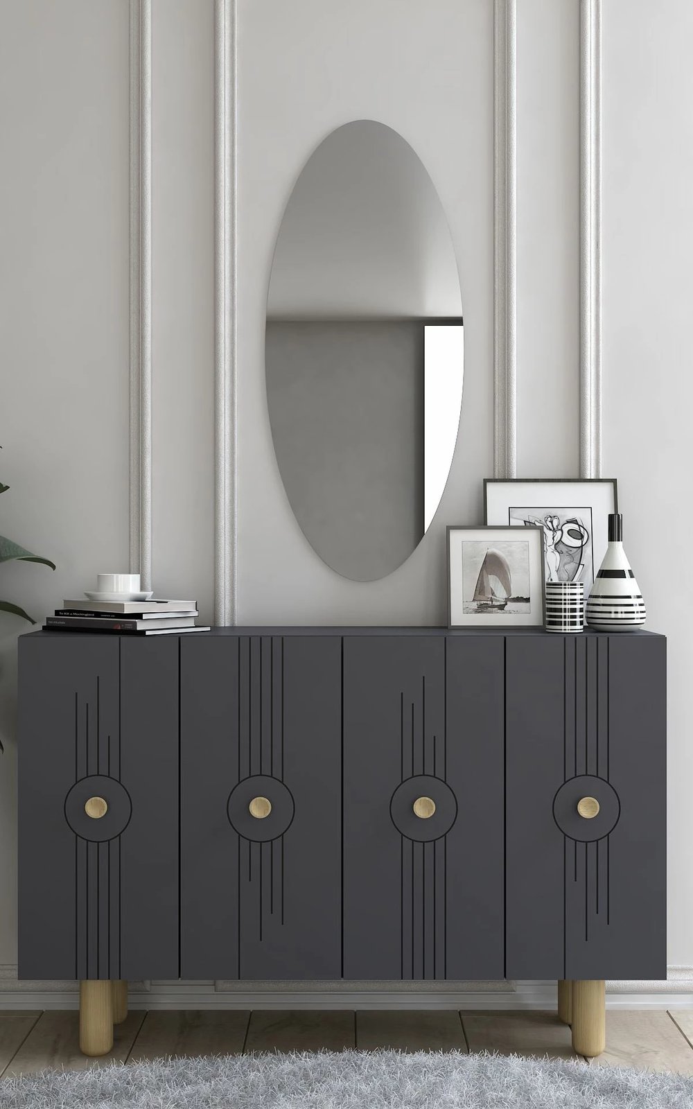 Konsolë moderne, ngjyrë antracit, Skye Decor, KM120