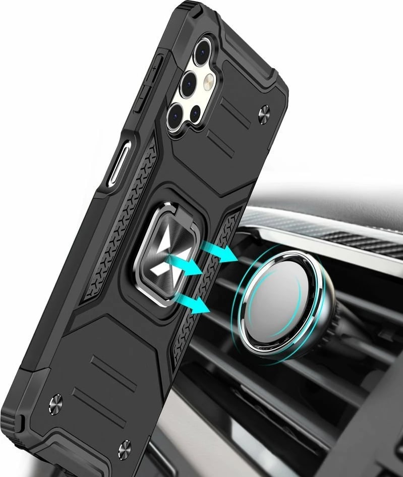 Mbështjellës Wozinsky Ring Armor me këmbë dhe unazë, për Samsung Galaxy A32 5G, i zi