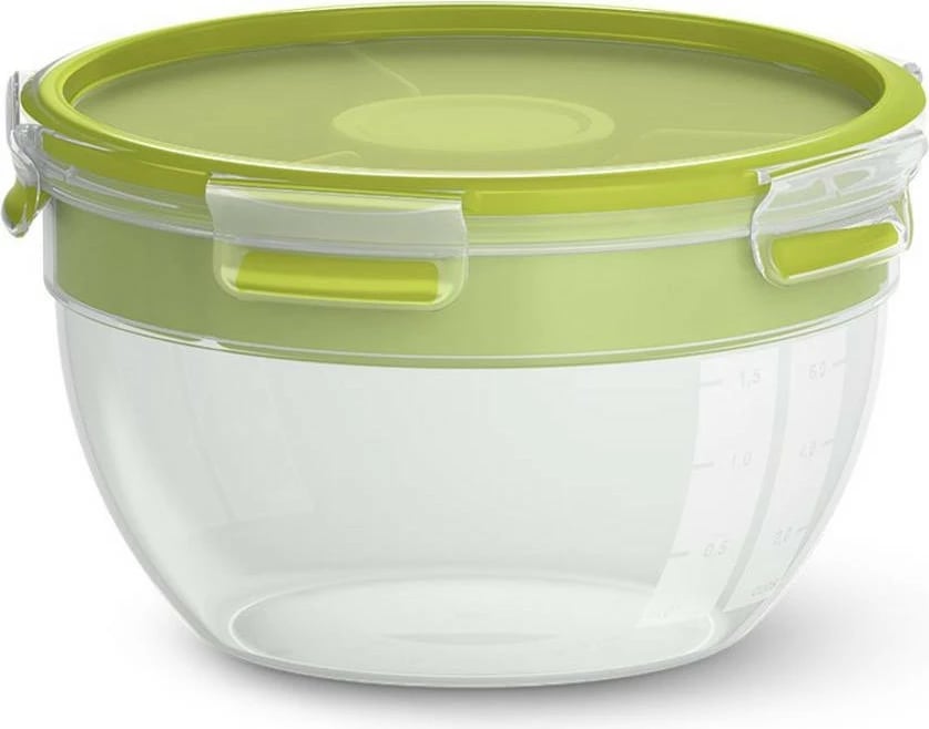 Enë sallate Emsa Clip & Go N1060700, 3 copë, rrumbullakët, me kapak të gjelbër, 218mm