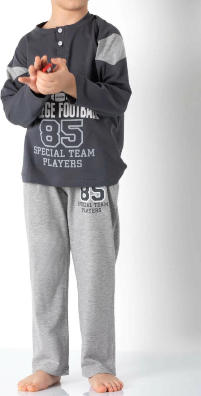 Pizhama për fëmijë Jumeon, 002-000704, ngjyrë gri e errët