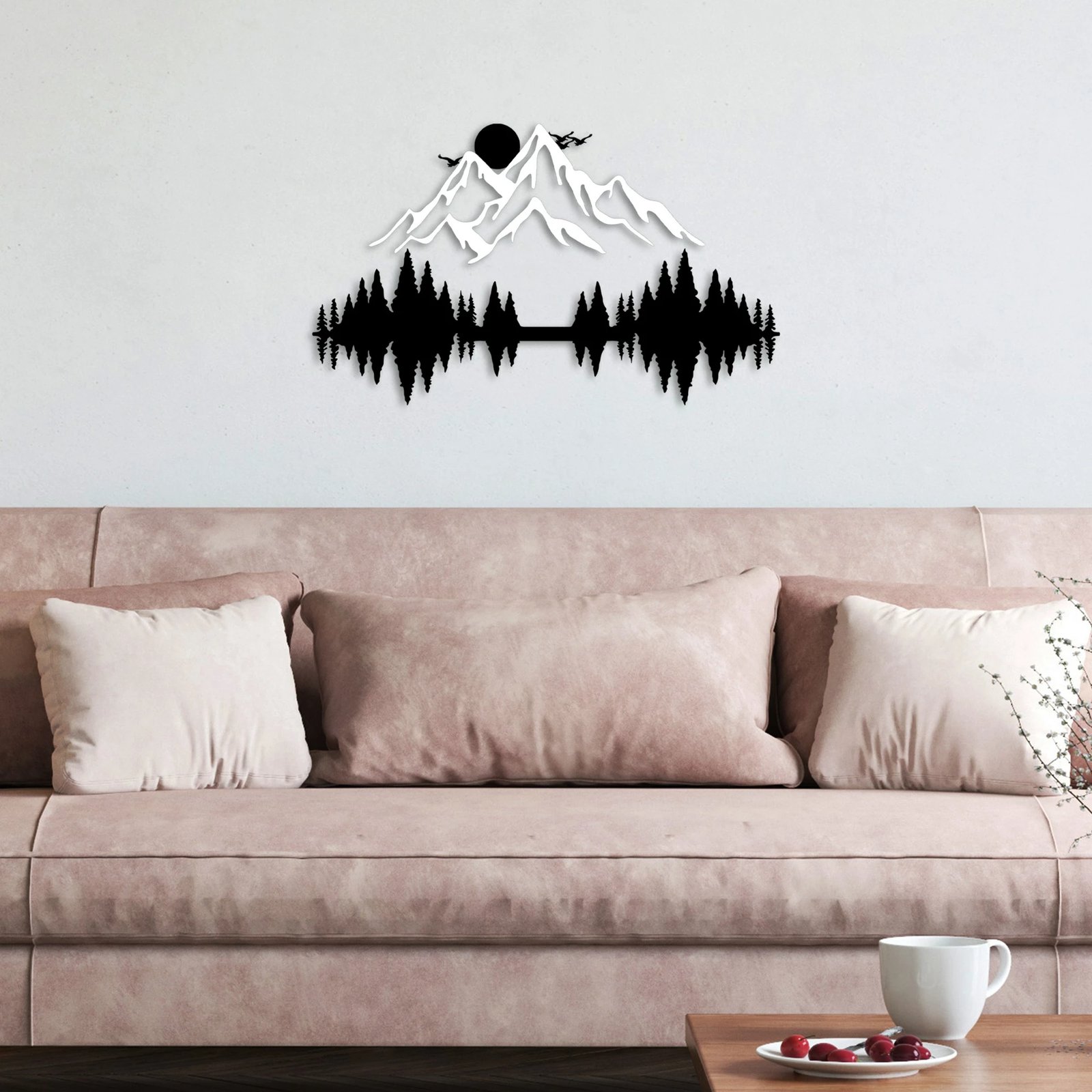 Aksesor dekorativ metalik për mur, natyrë dhe male, Wallity - 2 copë