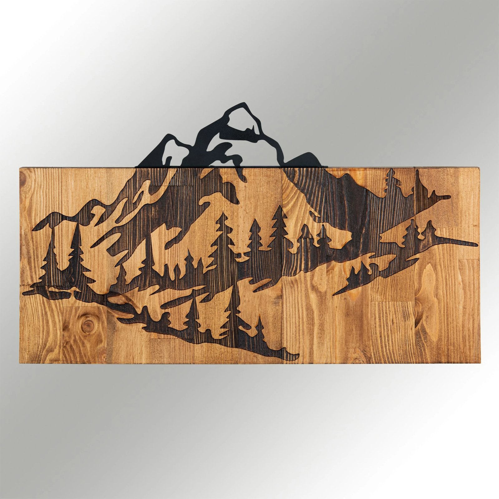 Aksesor dekorativ për mur, dru dhe metal, Wallity, natyrë