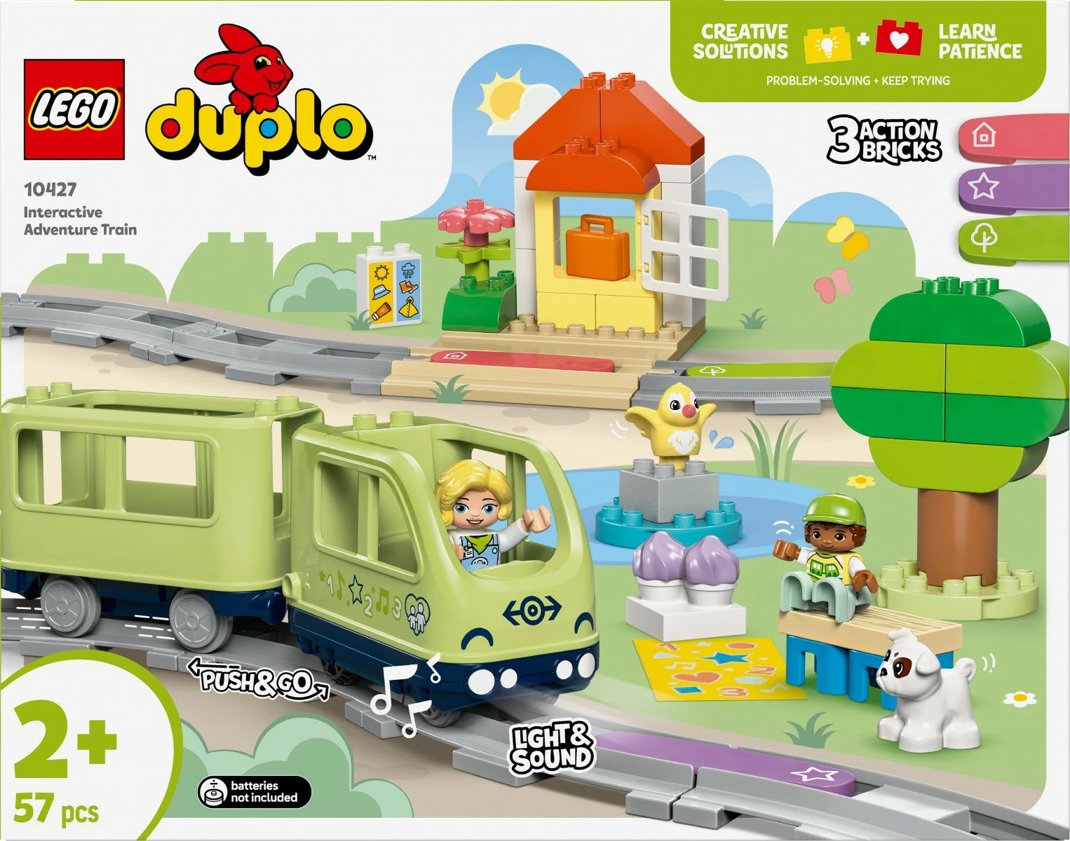 Set lodrash LEGO DUPLO 10427, tren interaktiv me drita dhe zëra, 57 pjesë