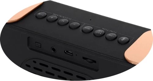 Orë alarmi me radio dhe Bluetooth, Adler AD 1190, stereo 2x3W, USB/SD/AUX, bateri 2600 mAh, ekran pasqyrë LCD i bardhë, e zezë/ngjyrë bakri