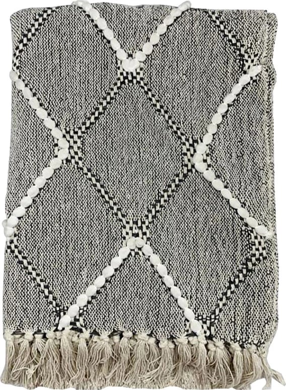 Batanije dekorative Deho, pambuk-poliester, e bardhë e zezë, 180x240cm