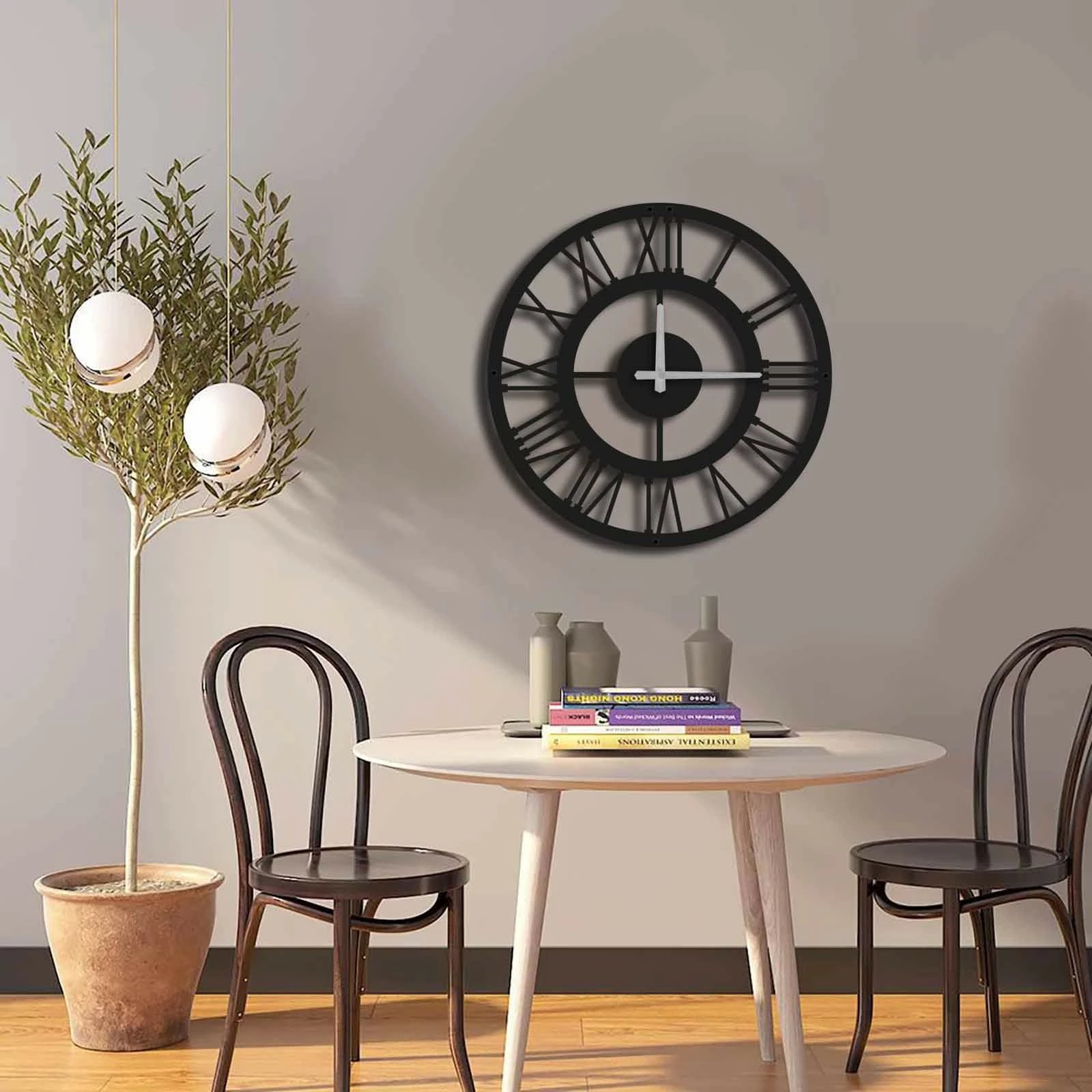 Orë muri dekorative metalike Wallity, MTS - 002, e zezë, 49x49cm