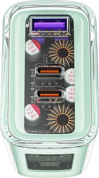 Karikues Acefast A45, GaN, 65W, 3 porta (1x USB, 2x USB-C), rozë