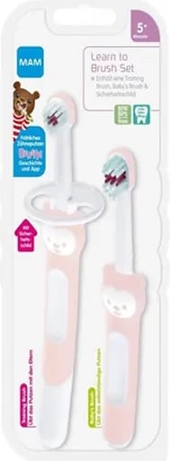 Set furçash dhëmbësh për fëmijë MAM Pink Learning Brush +5 muaj, rozë