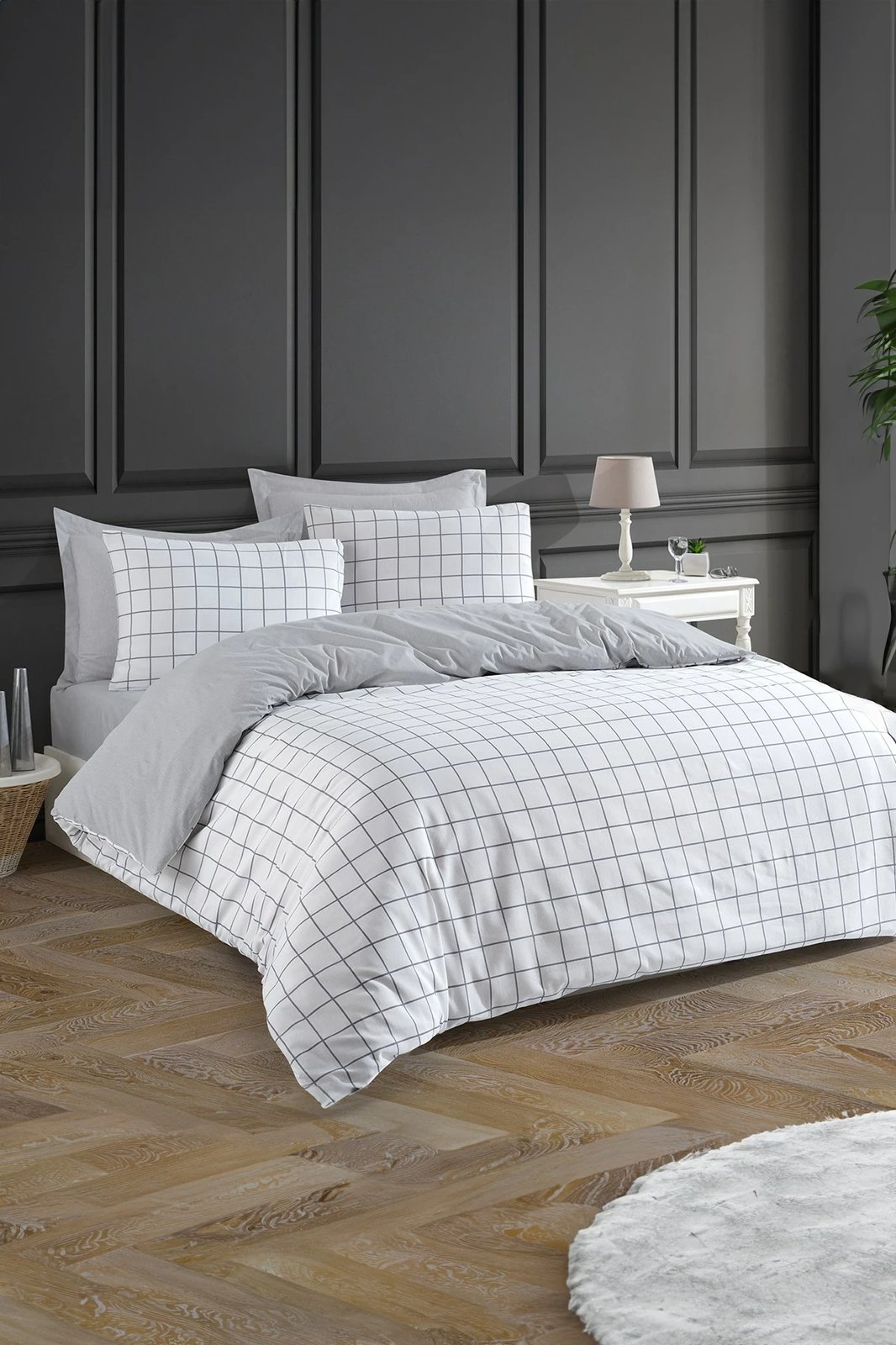 Set mbulesë për jorgan Super King, Artus, ngjyrë gri-bardhë