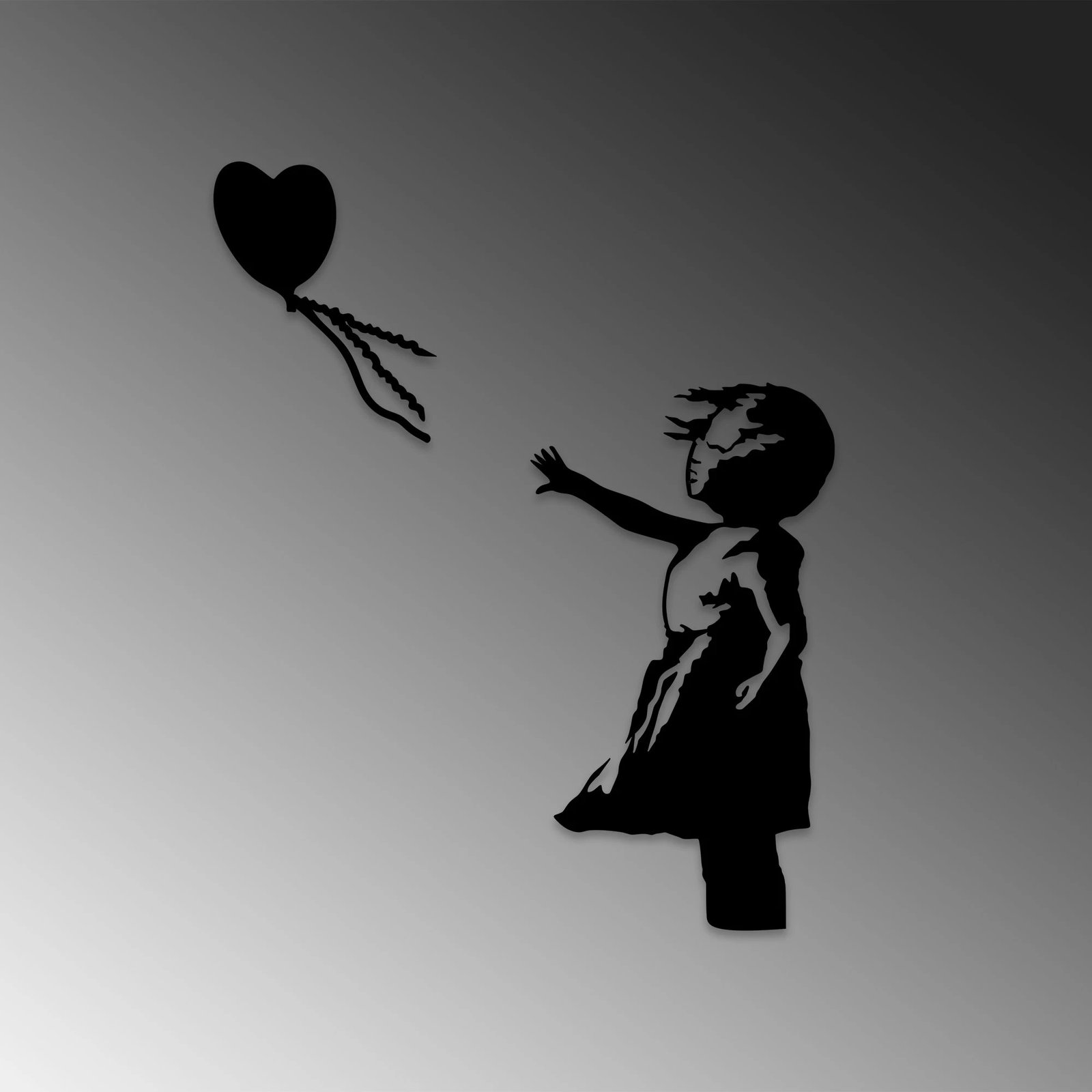 Aksesor dekorativ metalik për mur Wallity, Banksy - 14, ngjyrë e zezë, 105x85cm