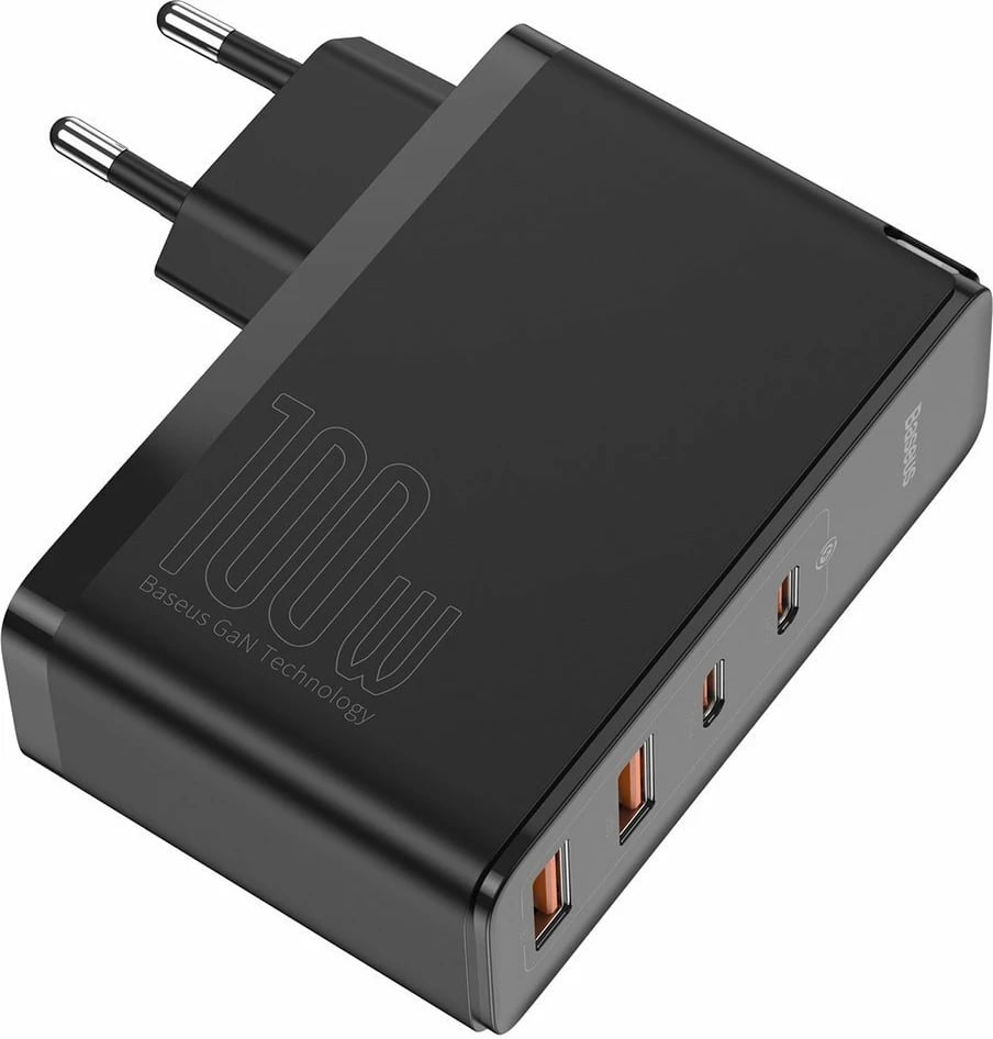 Karikues i shpejtë Baseus GaN2 Pro, 100W, 2x USB-C, 2x USB-A, i zi