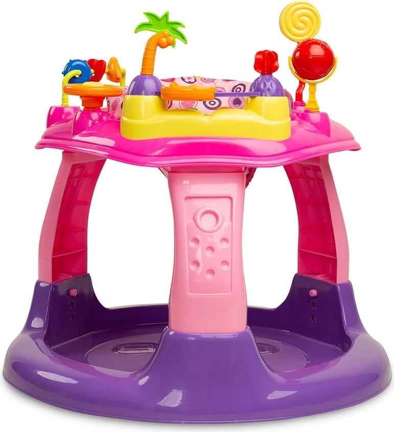 Qendër aktiviteti bebi, Toyz, Hula Bubblegum, rrotullim 360°, panel muzikor me drita, rregullim 3 nivele, rozë