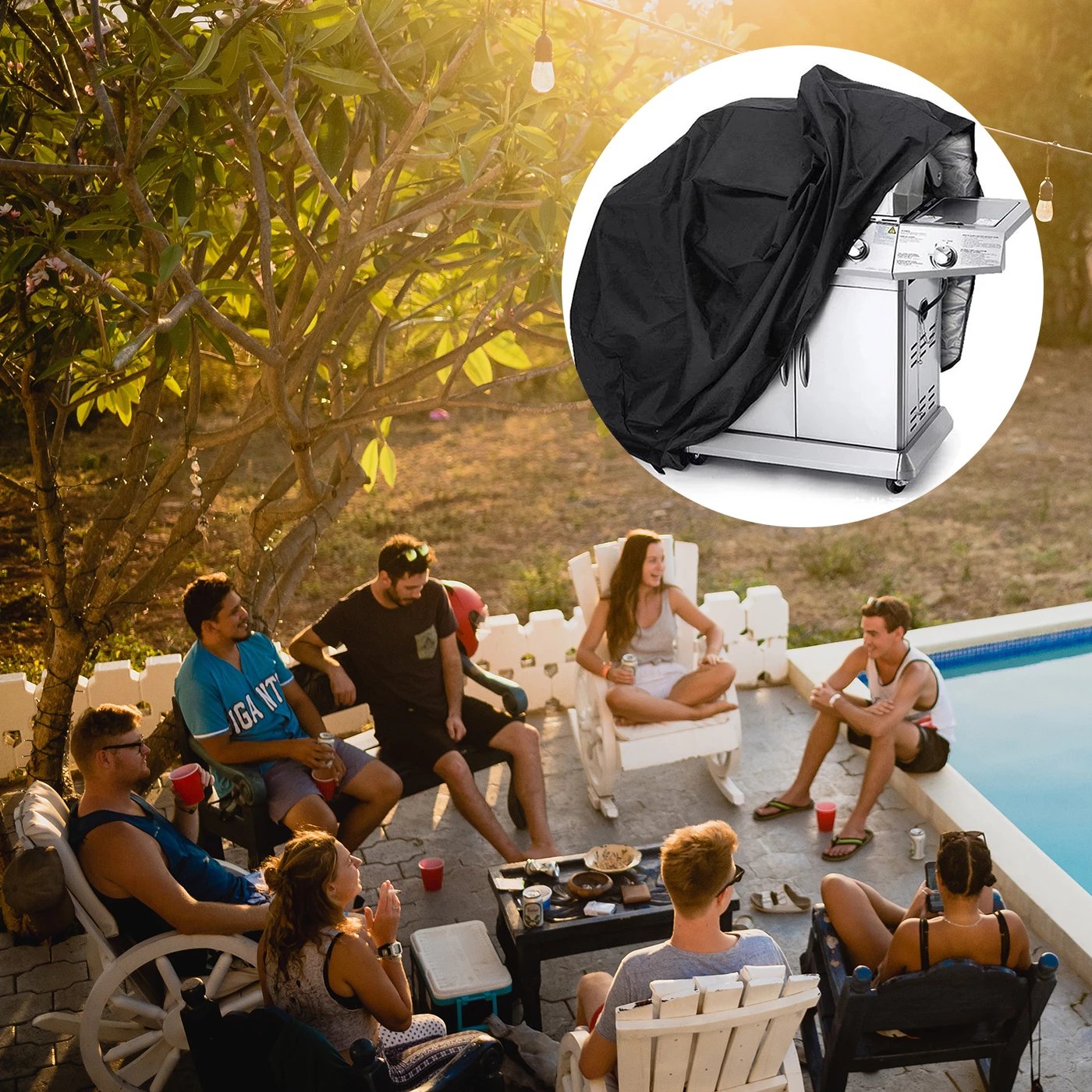 Mbulesë shumëfunksionale Hurtel XXL për grilë, biçikletë, motoçikletë, mobilie kopshti, e zezë