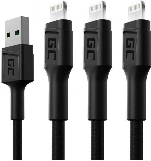 Kabllo Green Cell Ray Lightning 3x 1,2m LED për iPhone, ngarkim i shpejtë