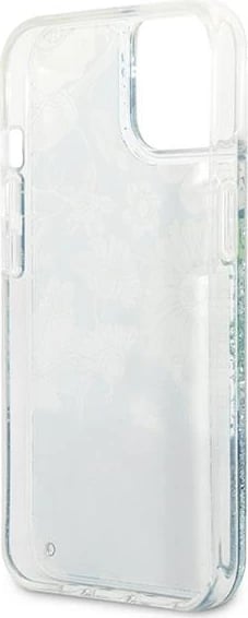 Mbështjellës Guess GUHCP13SLFLSN për iPhone 13 mini 5.4", Flower Liquid Glitter, Gjelbër