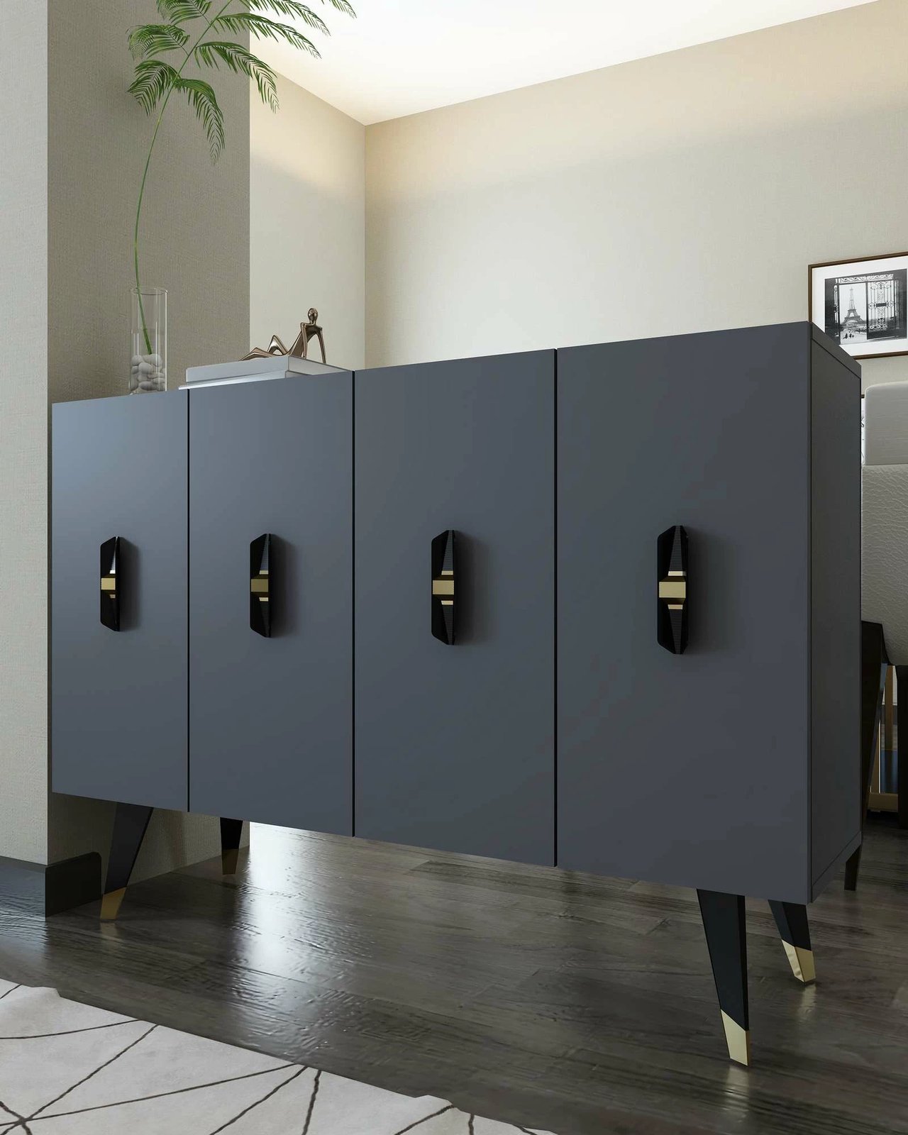 Konsol Skye Decor, anthracite, e zezë, e artë, 8170KM-32