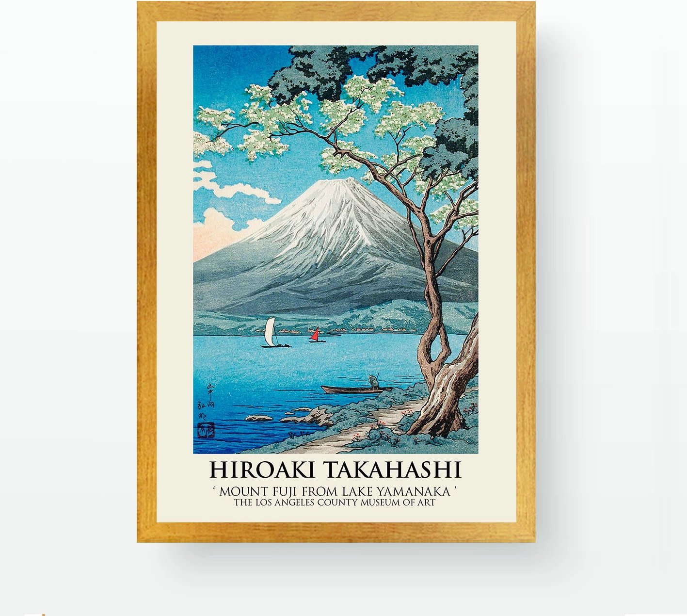 Pikturë dekorative me kornizë, Mount Fuji nga Lake Yamanaka, shumëngjyrëshe, 35x45cm