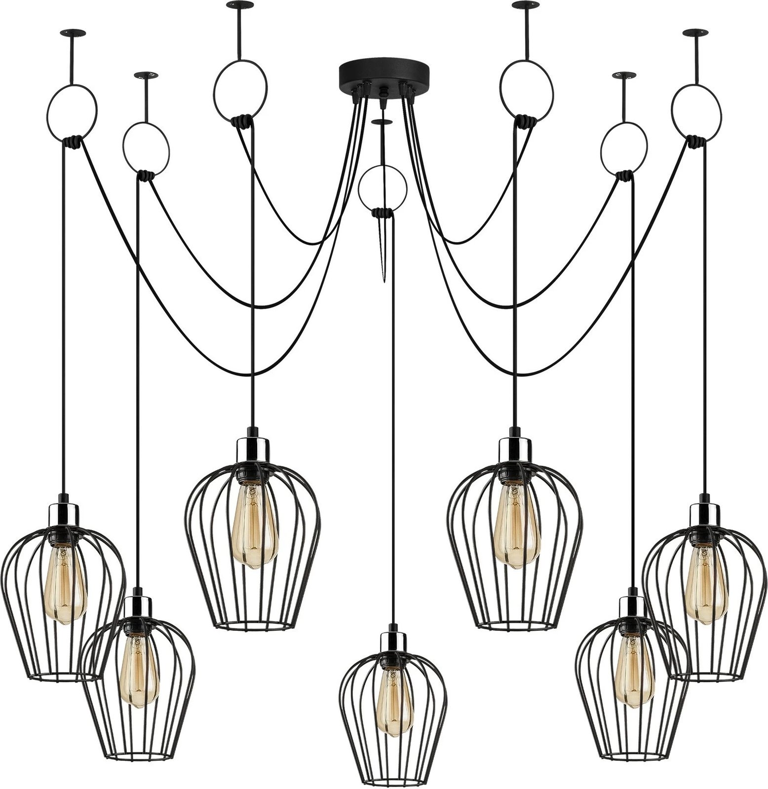 Llambë tavani industriale Opviq, Tel - 6696, e zezë, diametër 160cm, lartësi 130cm