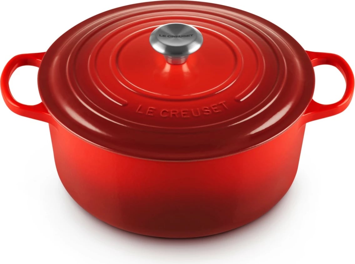 Tenxhere Le Creuset Signature 6.7L, gize, e kuqe, 28cm