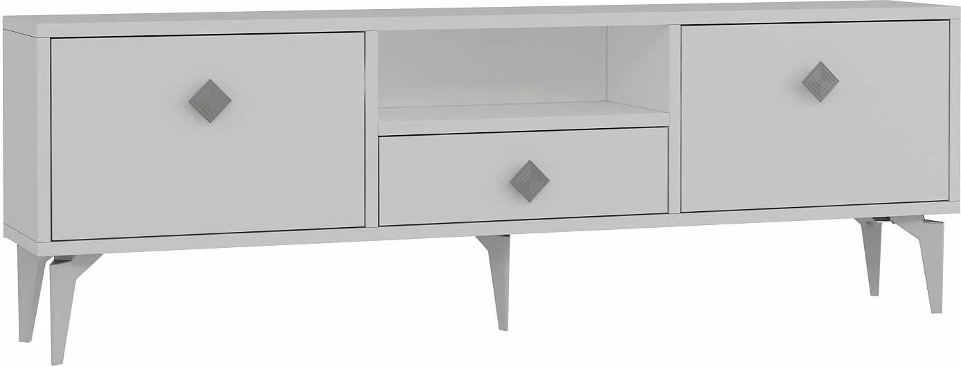 Komodë TV Skye Decor, 1304-DROP-1, e bardhë, argjend