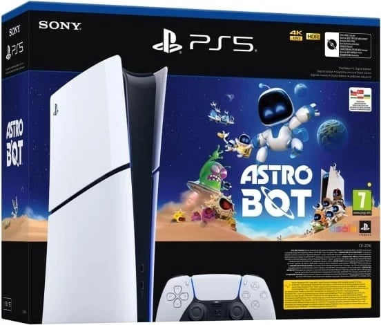 Konzolë lojërash Sony PlayStation 5 Digital Edition Slim, 1 TB, me Astro Bot, zi/bardhë