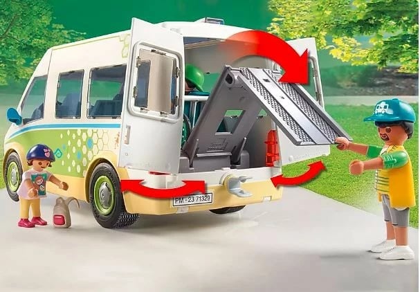 Set lodrash Playmobil City Life 71329, autobus shkolle me figura, 53 pjesë
