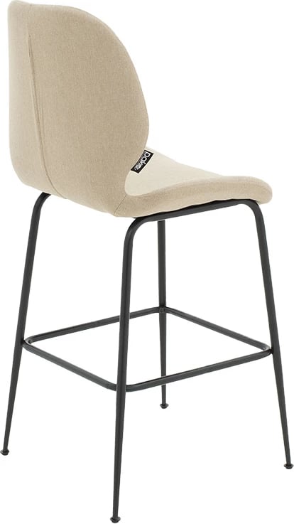 Karrige për bar Impel, këmbë metali të zeza, pëlhurë bezhë