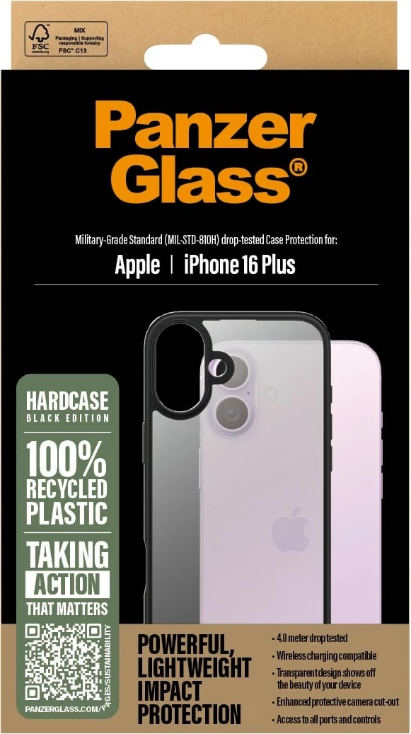 Mbështjellës PanzerGlass HardCase iPhone 16 Plus transparent
