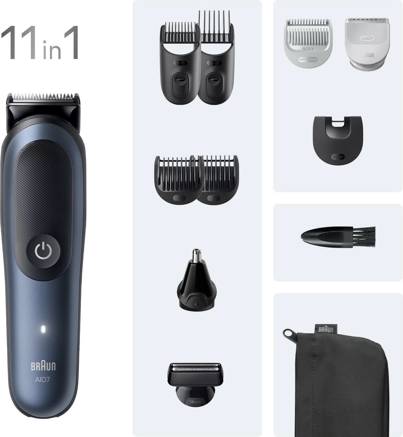 Makinë rroje Braun AIO7540, universal, 120 min, e zezë/blu Makinë rroje Braun AIO7540, universal, 120 min, e zezë/blu