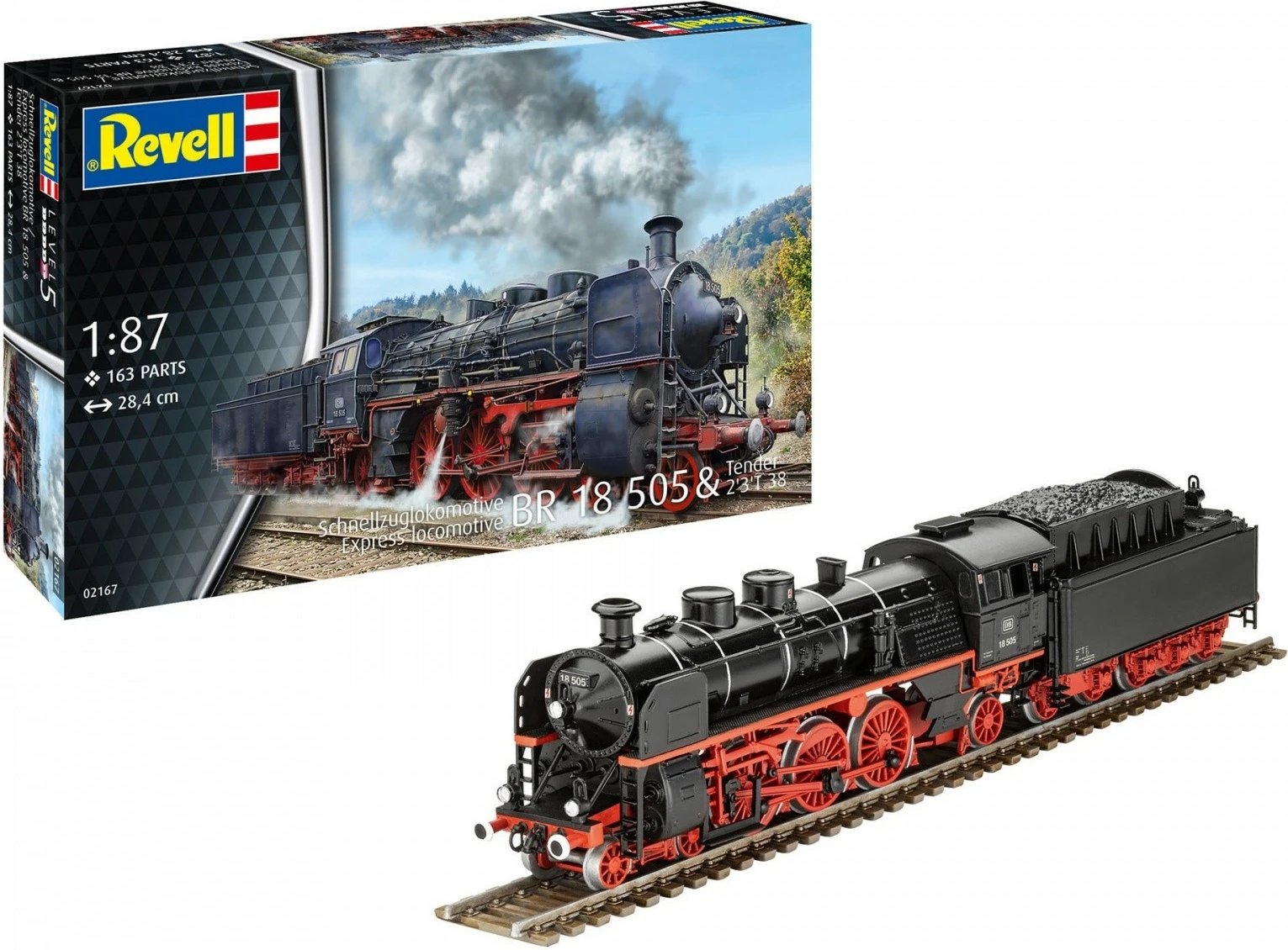 Model treni Revell BR 18 505, 1:87, 163 pjesë, plastik